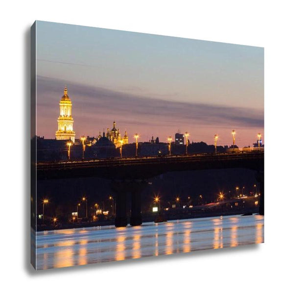 Gallery Wrapped Canvas, Beautiful Kiev Skyline At Sunset UKraine