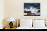 Gallery Wrapped Canvas, Ocean Waves Splash Over Rocks On Maines Coast Near Pemaquid Point