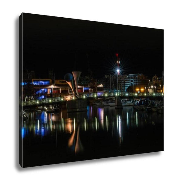 Gallery Wrapped Canvas, Docks And Pero Bridge In Bristol By Night