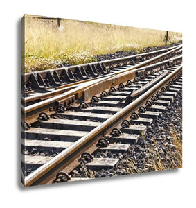 Gallery Wrapped Canvas, Train Tracks At The Train Depotpoint Switching Rails