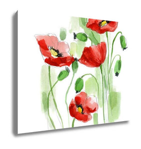 Gallery Wrapped Canvas, Painted Watercolor Poppies