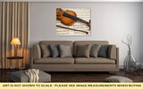 Gallery Wrapped Canvas, Old Violin And Bow On Musical Notes