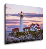 Gallery Wrapped Canvas, A Classic New England Lighthouse The Portland Head Light After Sunset Portland