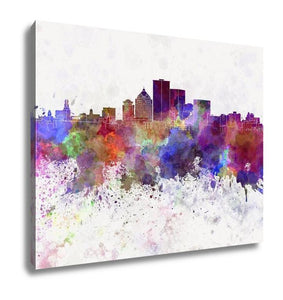 Gallery Wrapped Canvas, Rochester Ny Skyline In Watercolor