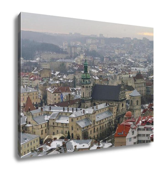 Gallery Wrapped Canvas, Winter Panorama Of Lviv Covered By Snow UKrainelviv Lvov Eastern UKraine The