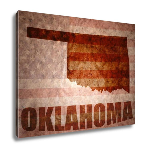 Gallery Wrapped Canvas, Vintage Oklahoma Map