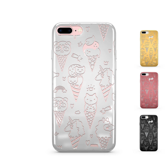 Chrome Shiny TPU iPhone Case Cover - Ice Cream Squad