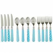 Gibson Home Retro Diner 12 piece Flatware Set with Turquoise Plastic Handle