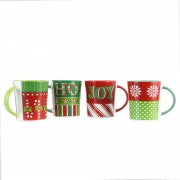 Gibson Home Holiday Wrap 4 Piece 15 oz. Assorted Funky Mug Set