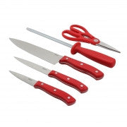 Oster Evansville 5 Piece Cutlery Set with Red Handles