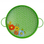 Laurie Gates Daisie Collection Tray Green With Flower Decorations