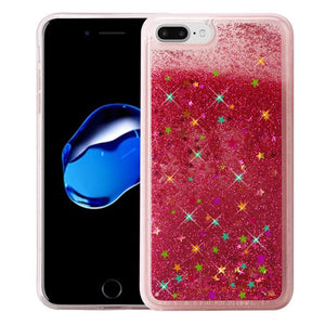 Hybrid Quicksand with Glitter Fused Flexible TPU Case for iPhone 7 Plus - Rose Pink