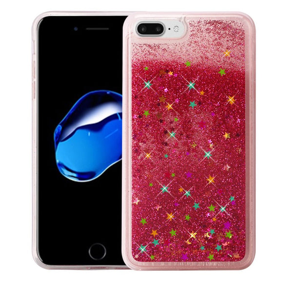 Hybrid Quicksand with Glitter Fused Flexible TPU Case for iPhone 7 Plus - Rose Pink