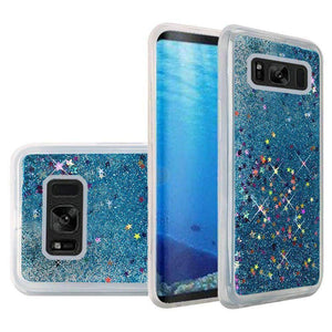 Hybrid Quicksand with Glitter Fused Flexible TPU Case - Light Blue for Samsung Galaxy S8 SM-G950U for Samsung Galaxy S8