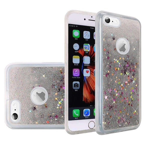 Hybrid Quicksand with Glitter Fused Flexible TPU Case - Silver for iPhone 6 Plus/ 6s Plus for iPhone 6 Plus