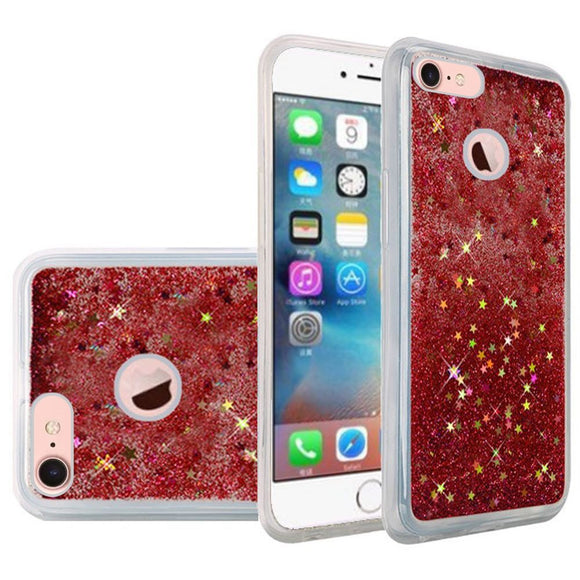 Hybrid Quicksand with Glitter Fused Flexible TPU Case for iPhone 7 - Rose Pink