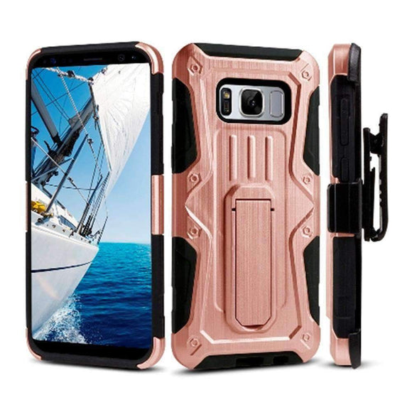 Heavy Duty Shockproof Extreme Protective Cover With Holster - Black/ Rose Gold for Samsung Galaxy S8 Plus for Samsung Galaxy S8 Plus